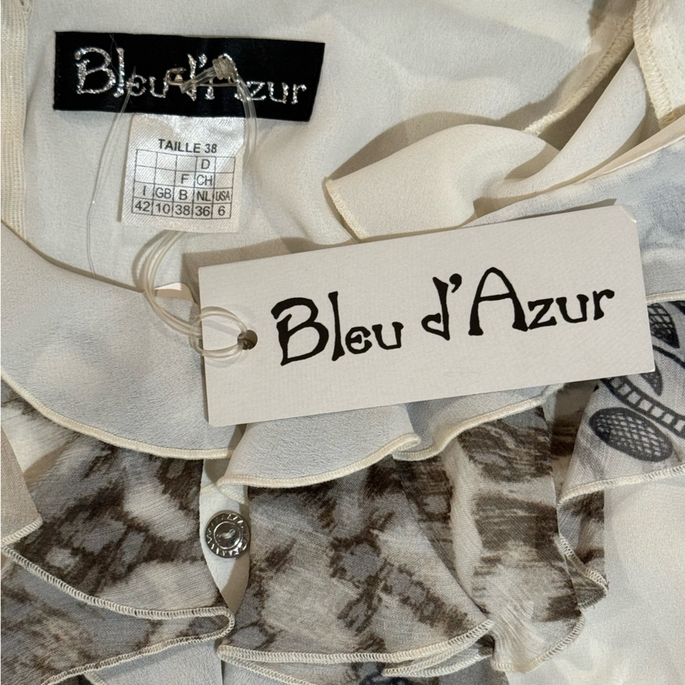 NWT Bleu d’Azur Artistic Printed Dress – Size 6 / FR 38 - Picture 8 of 10